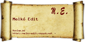 Melkó Edit névjegykártya